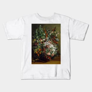 Bouquet of Flowers in a Vase by Gustave Courbet Kids T-Shirt